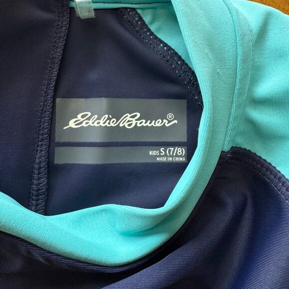 EDDIE BAUER Color Block RashGuard Swim Set Girls 7-8 S Small Top Striped Shorts - Picture 6 of 14